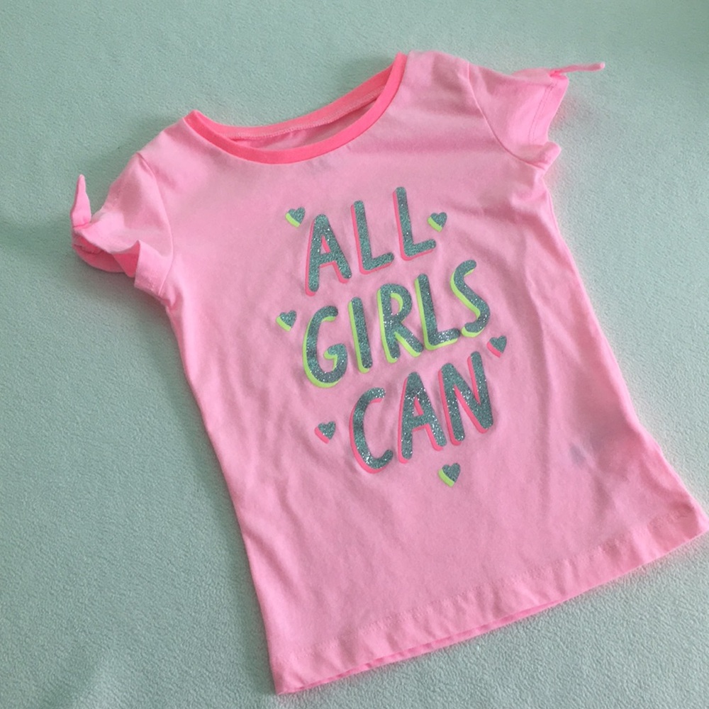 ✨ “All Girls Can” Pink Tee with Sleeve Ties by Carter’s ✨